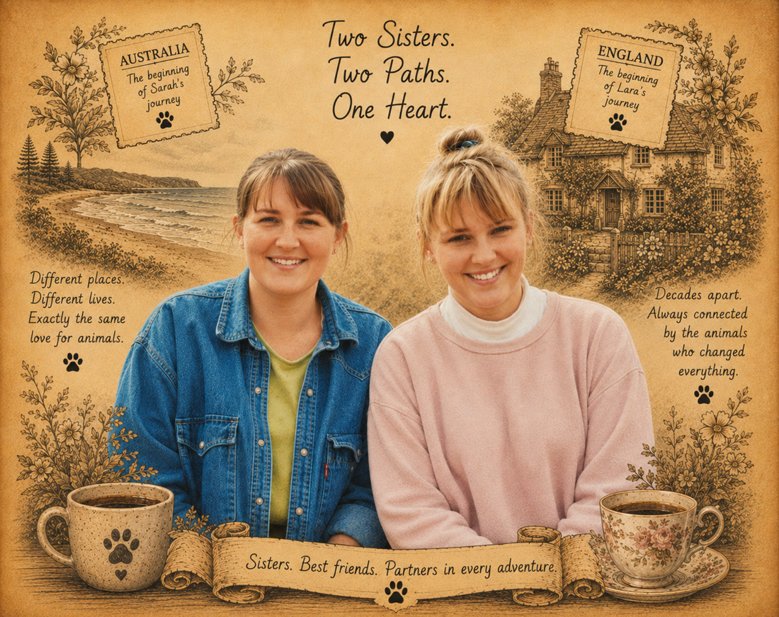 An image of Sarah and Lara the sisters who founded the Pawprint society