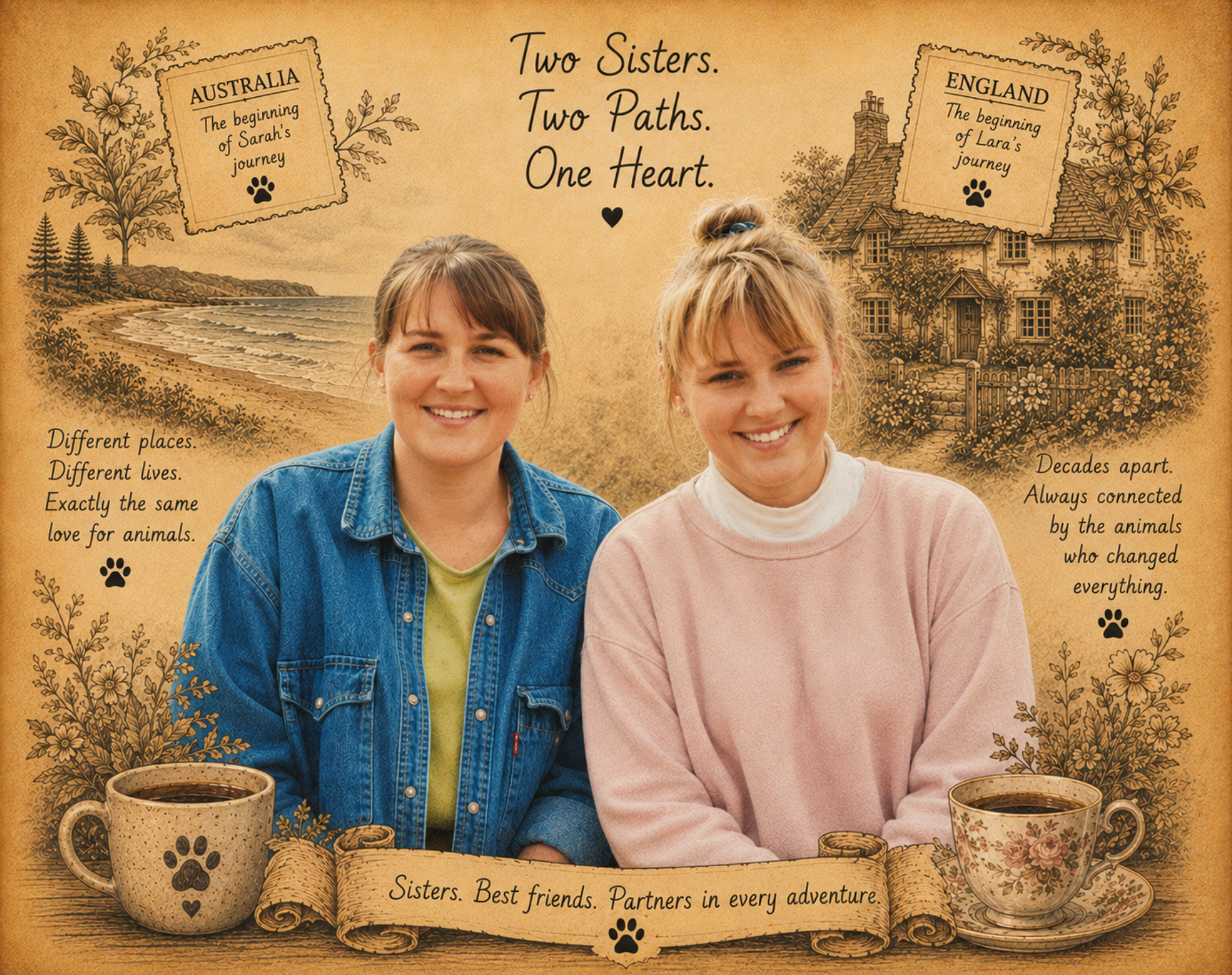 An image of Sarah and Lara the sisters who founded the Pawprint society