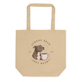 Organic tote bag with a picture of a staffy on the front
